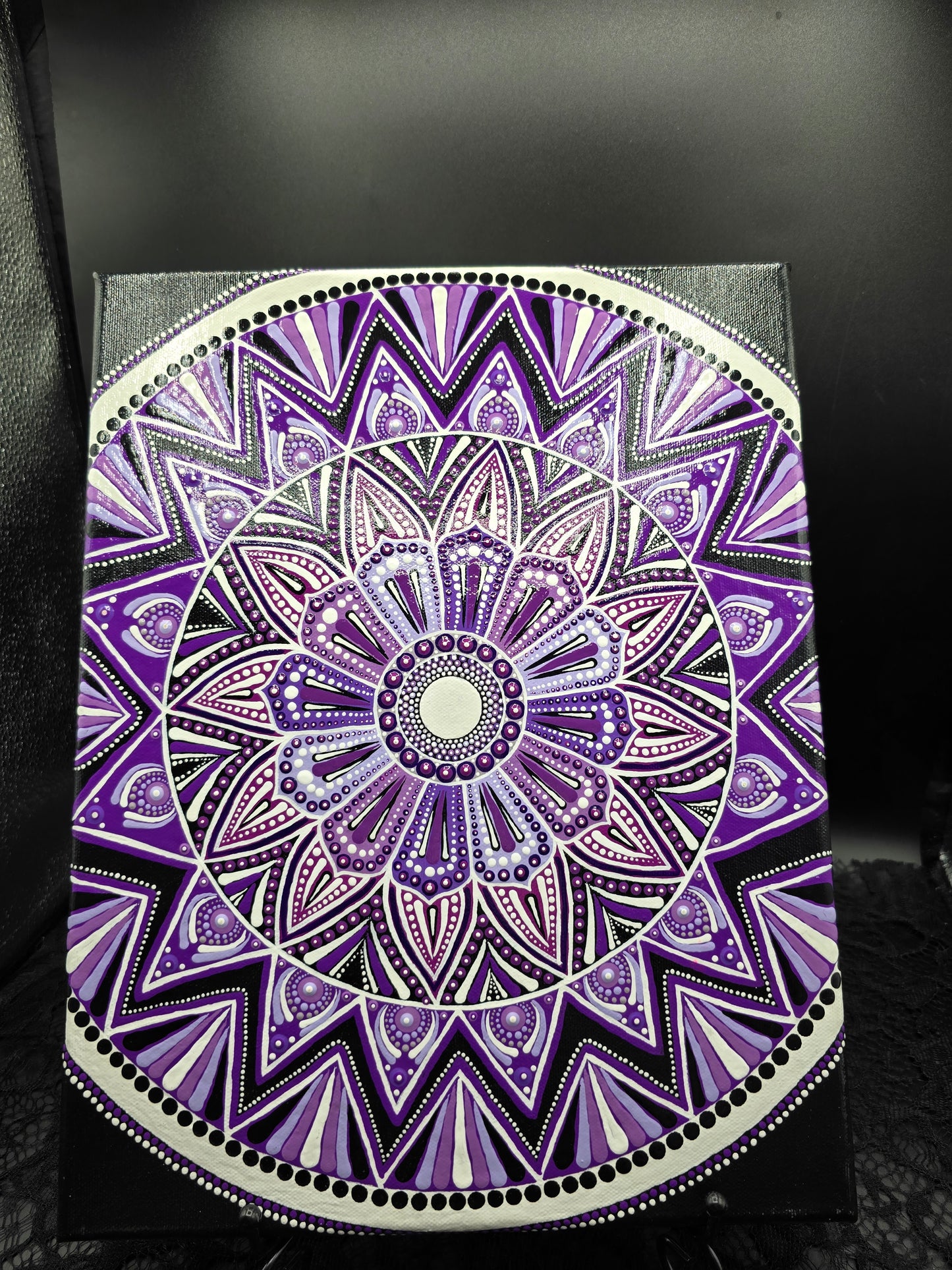 Celina Miller Art - Purple and White Mandala Canvas