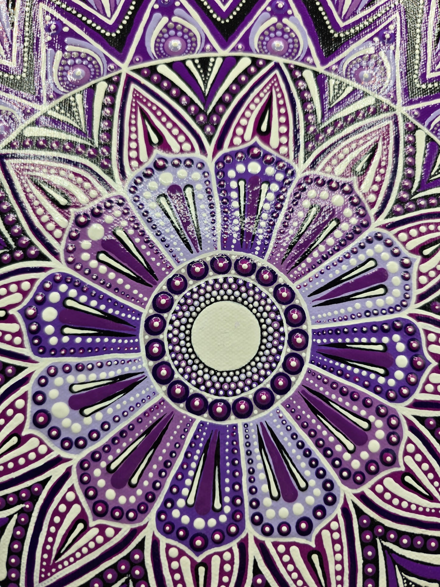 Celina Miller Art - Purple and White Mandala Canvas
