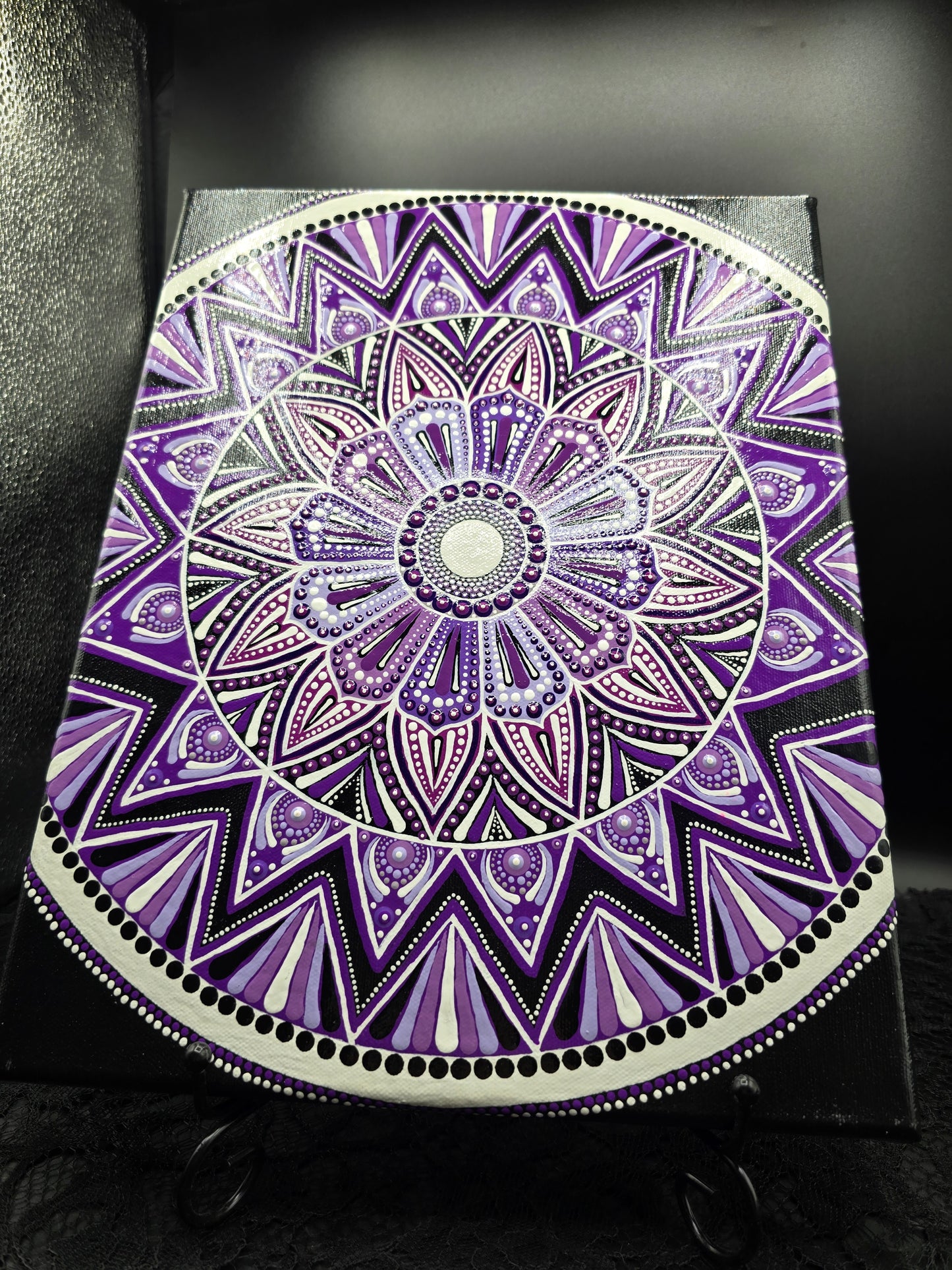 Celina Miller Art - Purple and White Mandala Canvas