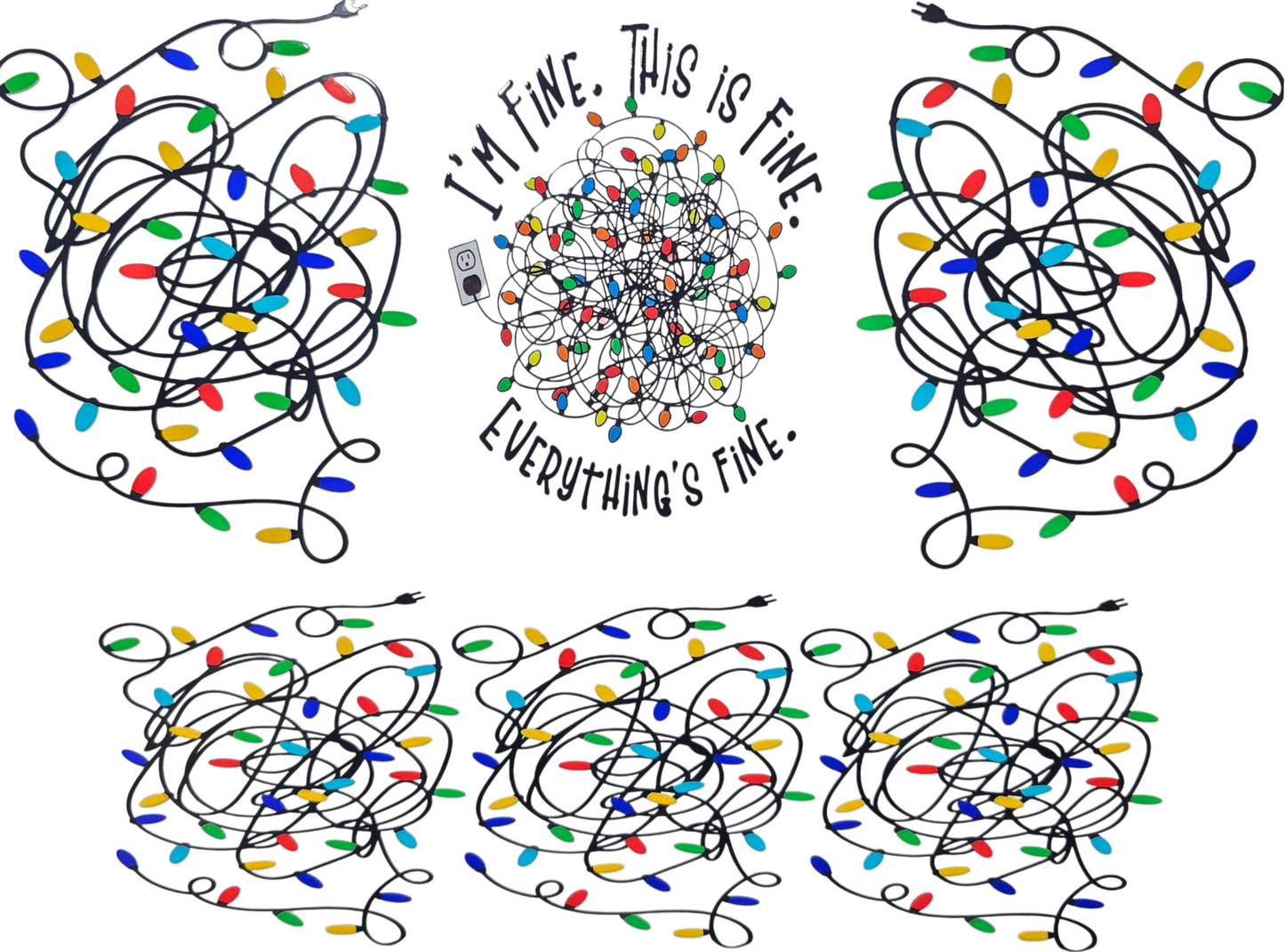 I'm Fine, This is fine, Christmas Lights 40 oz Tumbler