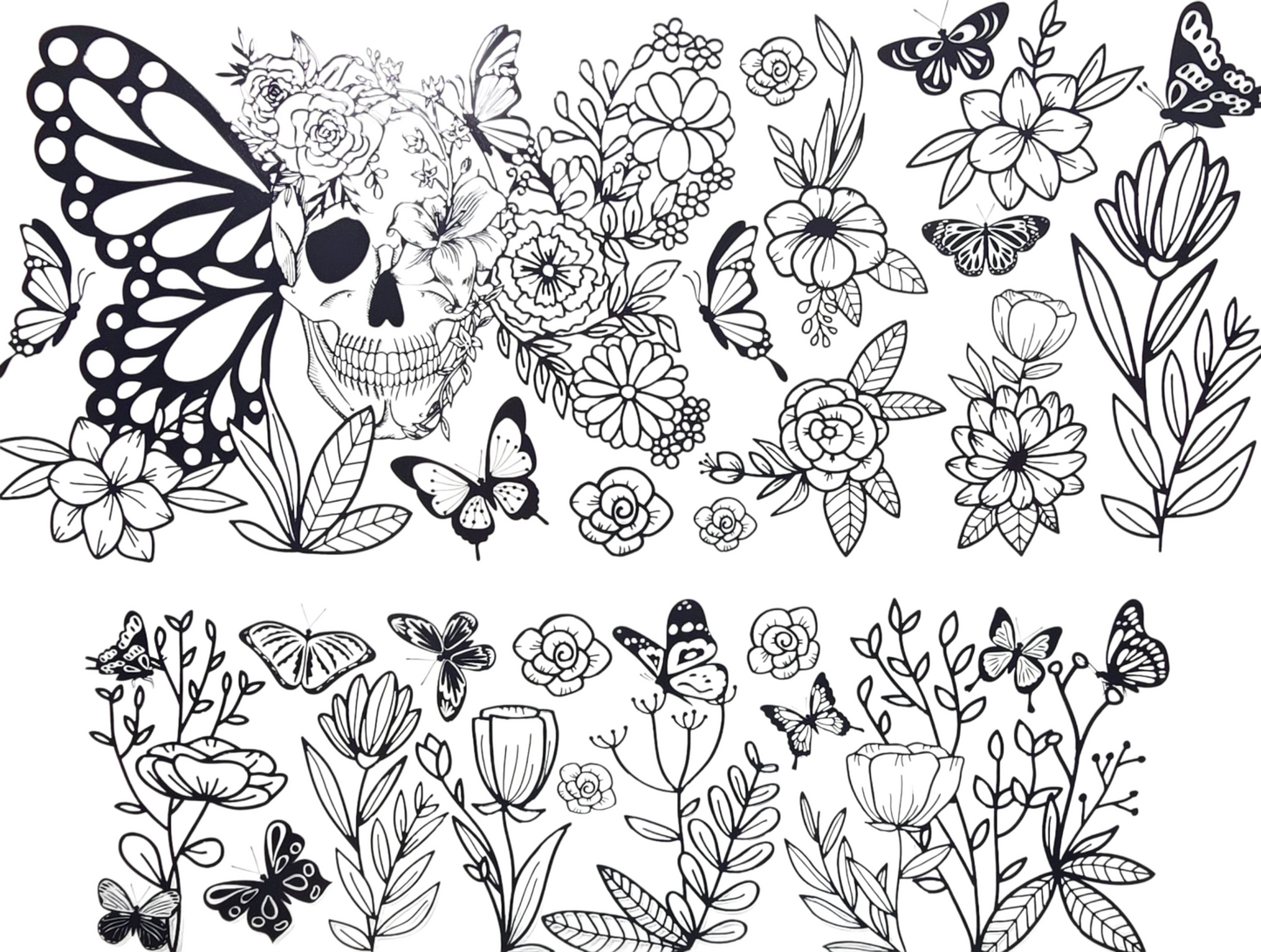 Floral Butterfly Skull 40 oz Tumbler