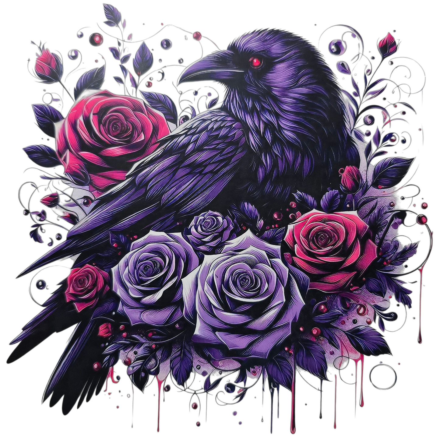 Raven with Purple Roses Hoodie