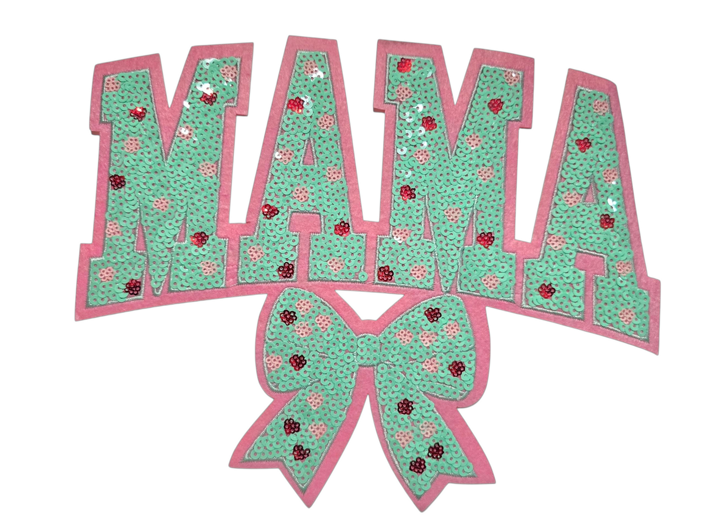 Teal Mama Sequin Chenille Patch T-Shirt