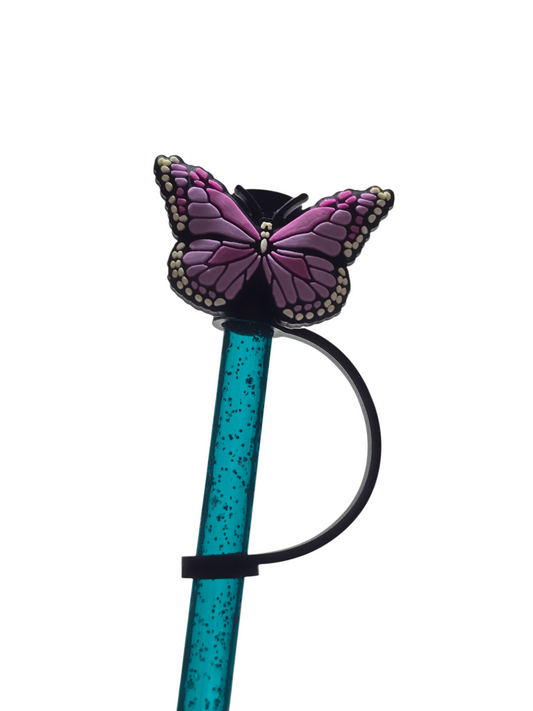 Purple Butterfly Straw Topper