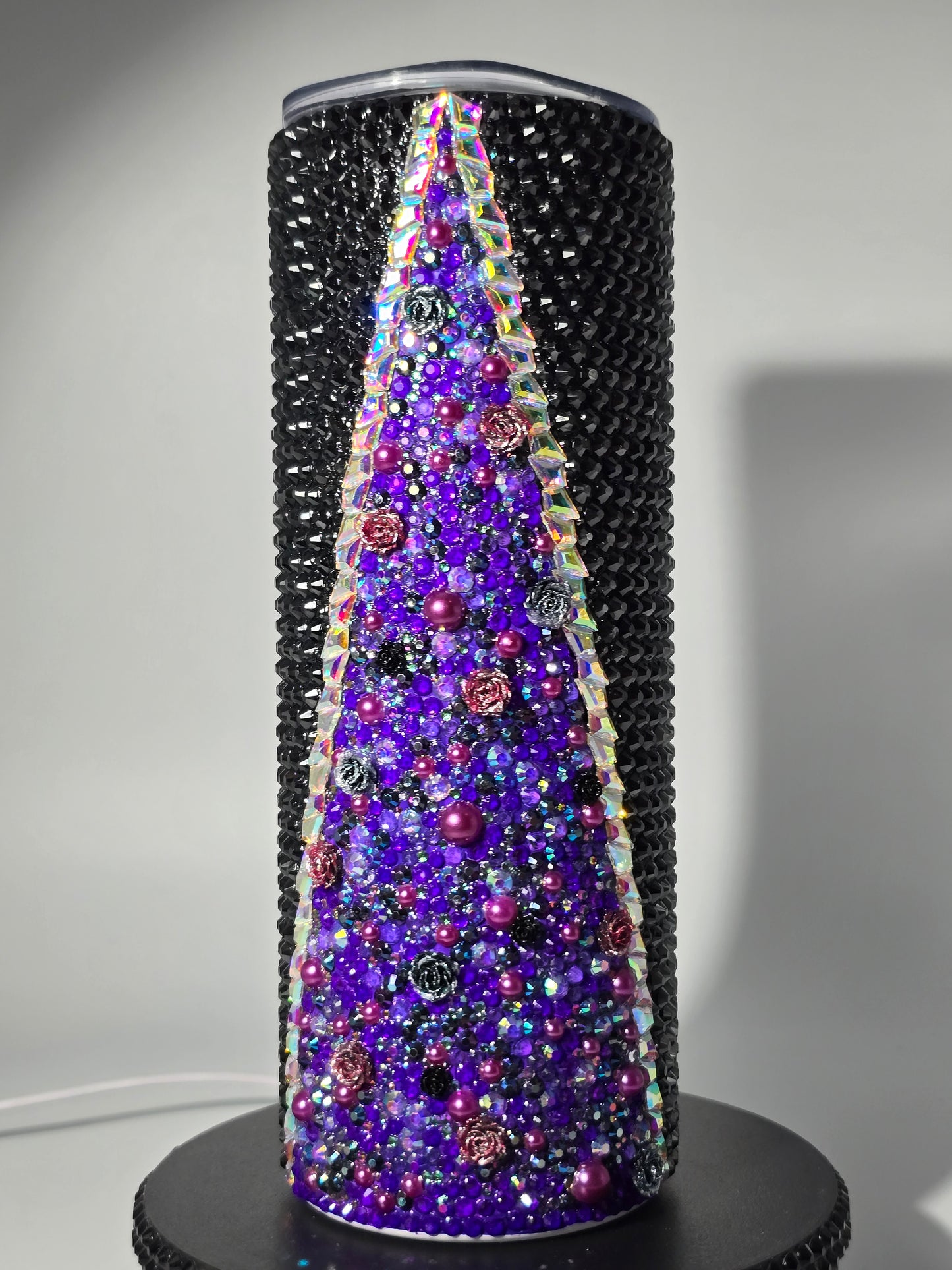 Celina Miller Art - Bling Purple and Black Flower Tumbler