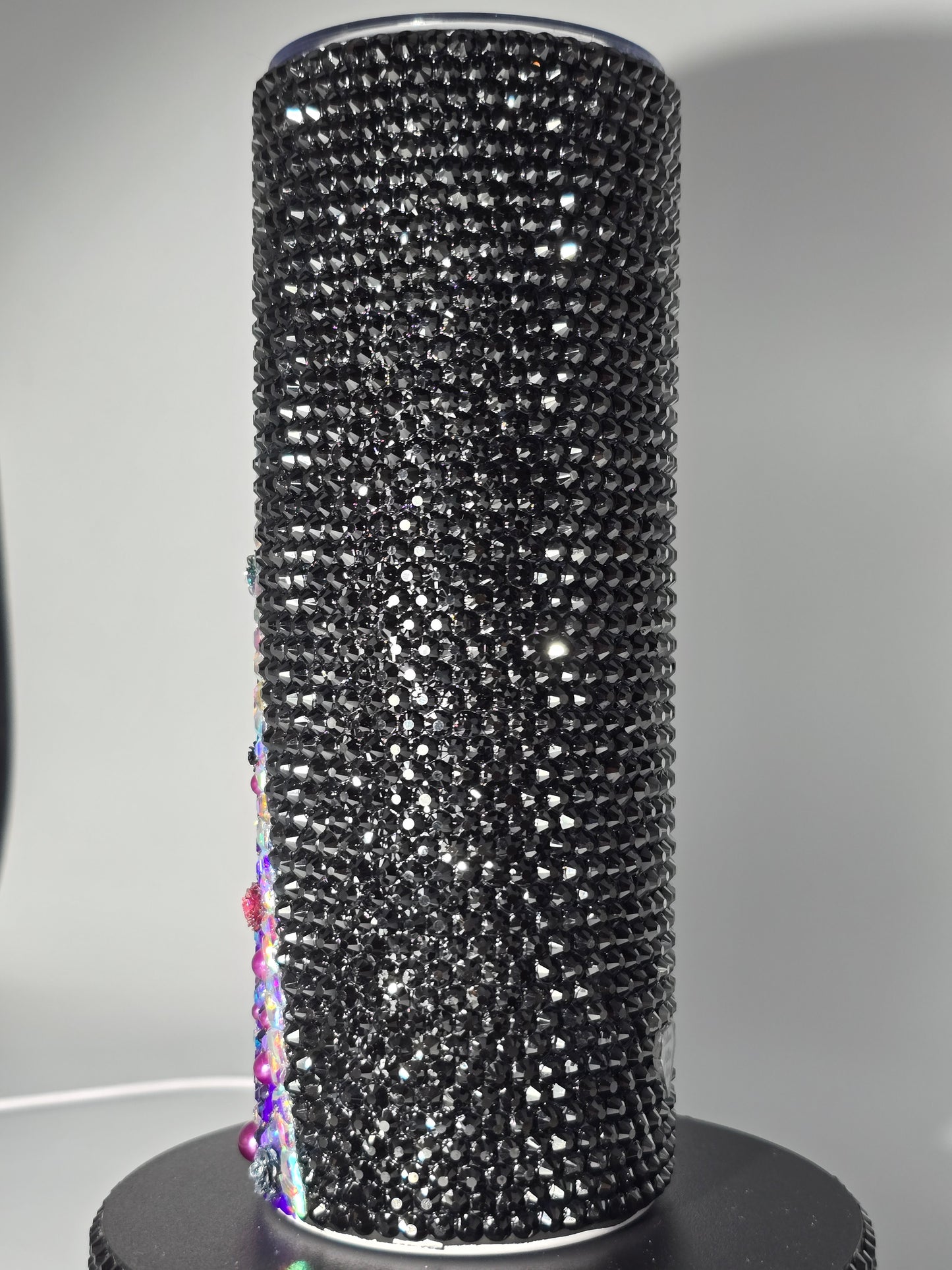 Celina Miller Art - Bling Purple and Black Flower Tumbler