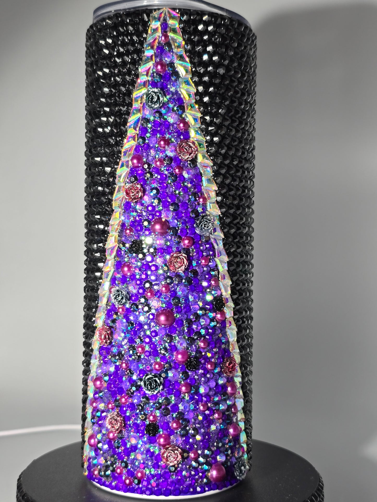 Celina Miller Art - Bling Purple and Black Flower Tumbler