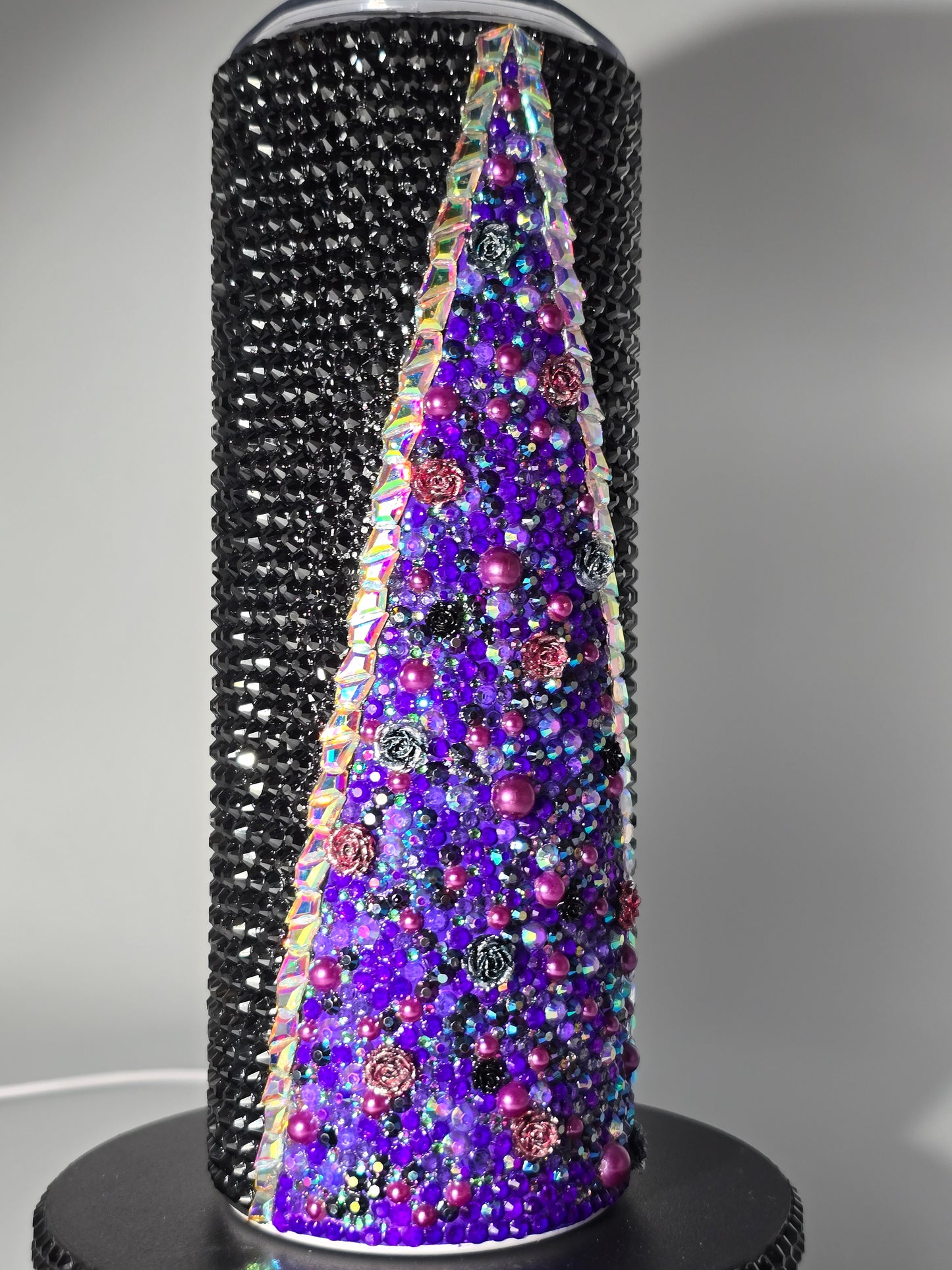 Celina Miller Art - Bling Purple and Black Flower Tumbler