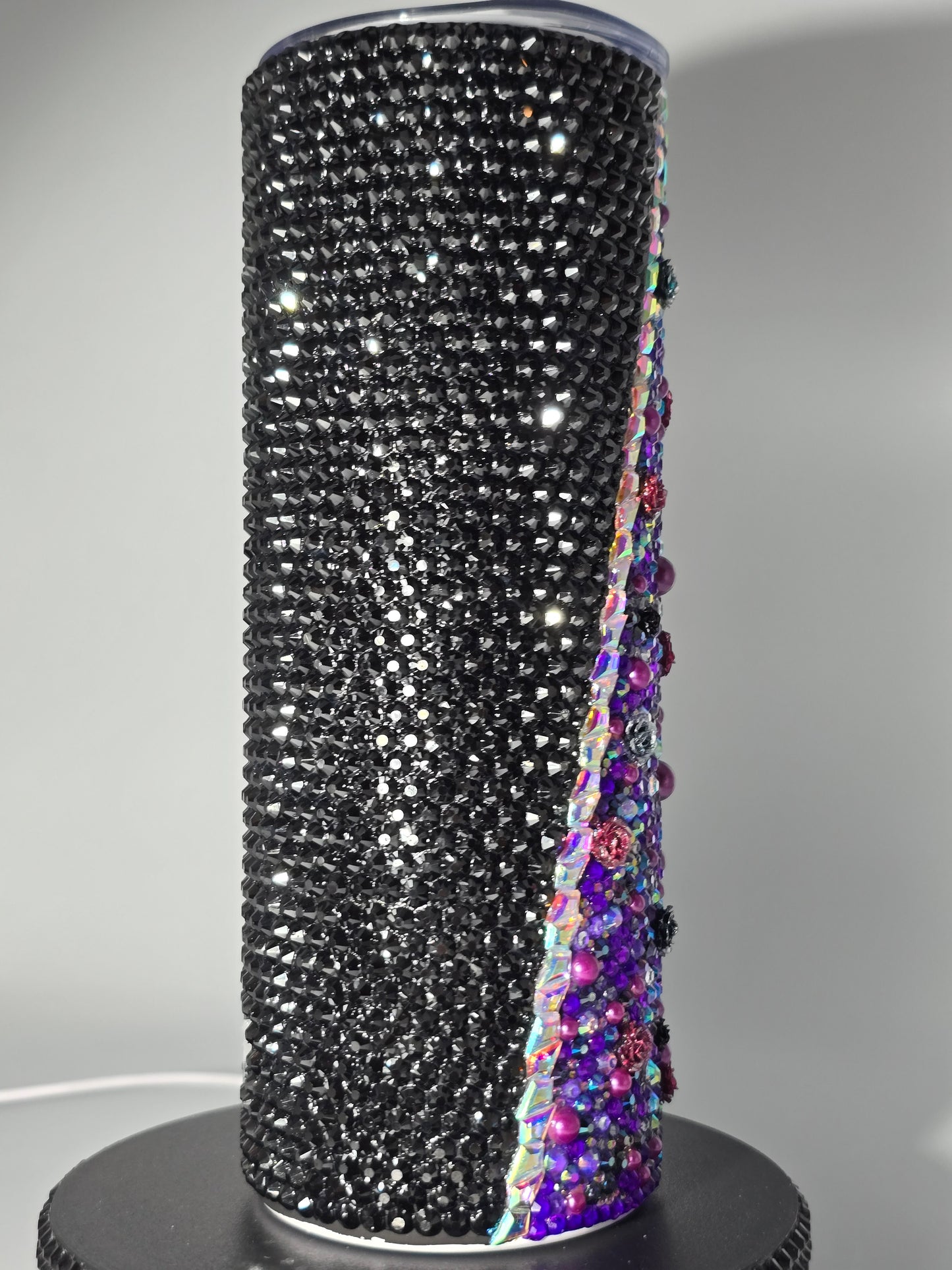 Celina Miller Art - Bling Purple and Black Flower Tumbler
