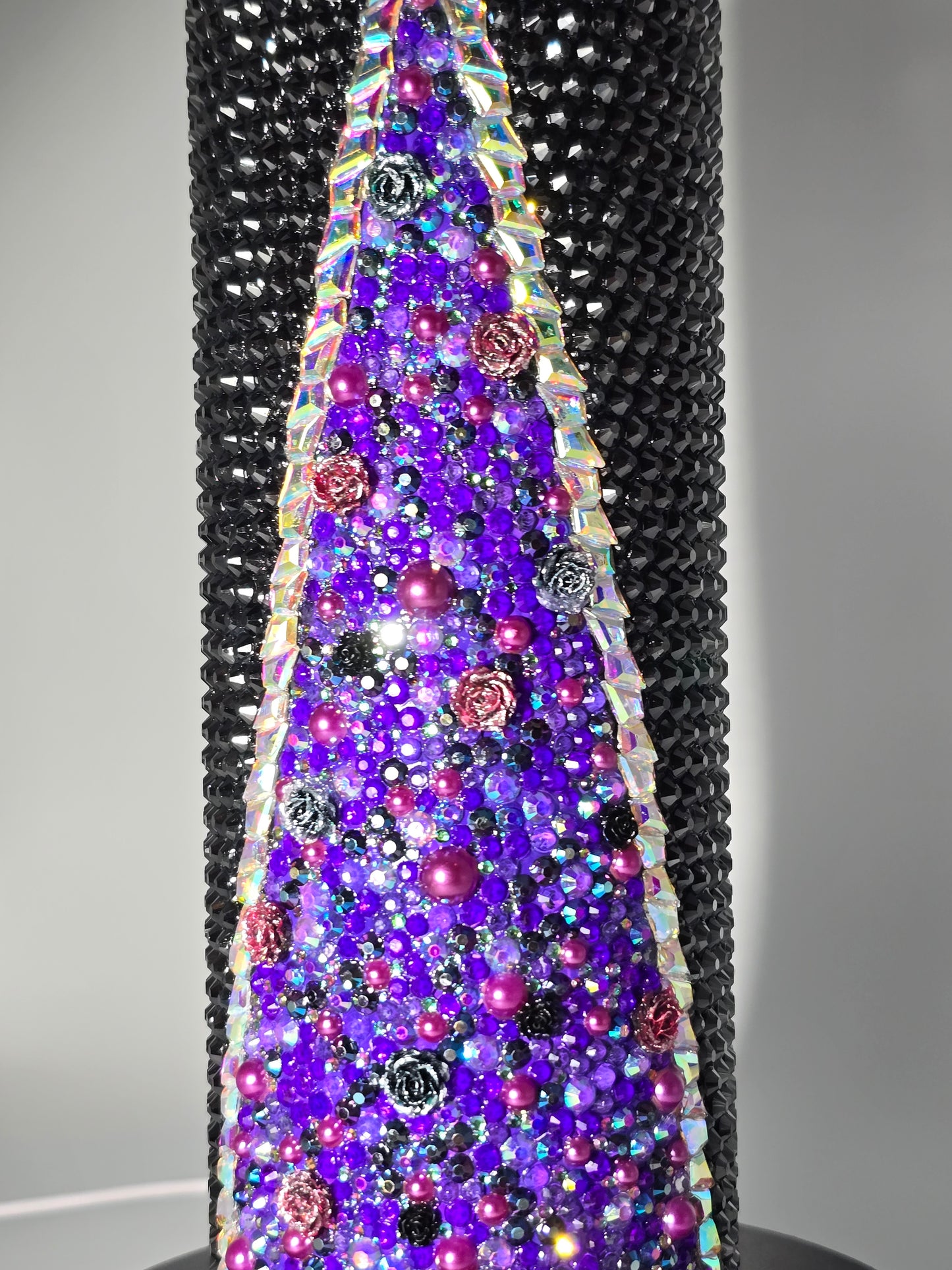 Celina Miller Art - Bling Purple and Black Flower Tumbler