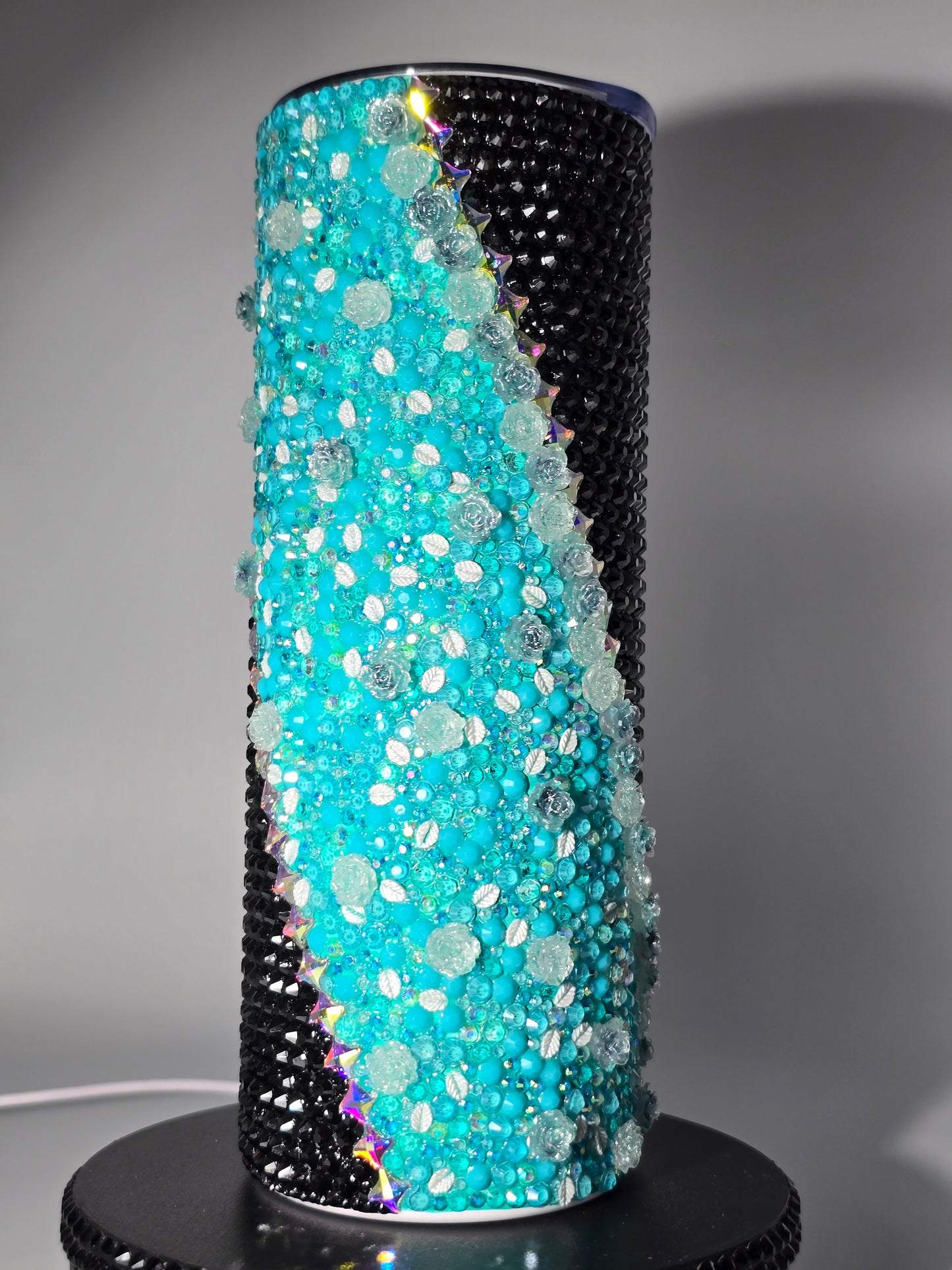 Celina Miller Art - Bling Teal Floral Tumbler