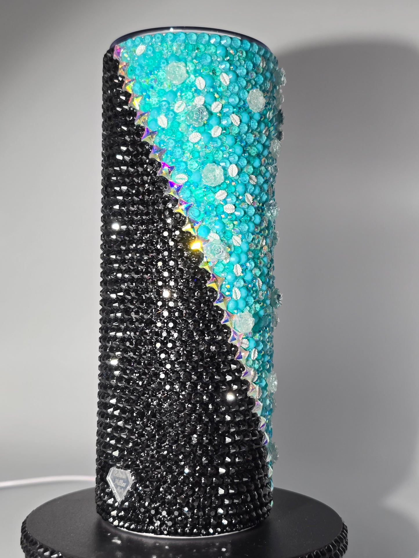 Celina Miller Art - Bling Teal Floral Tumbler