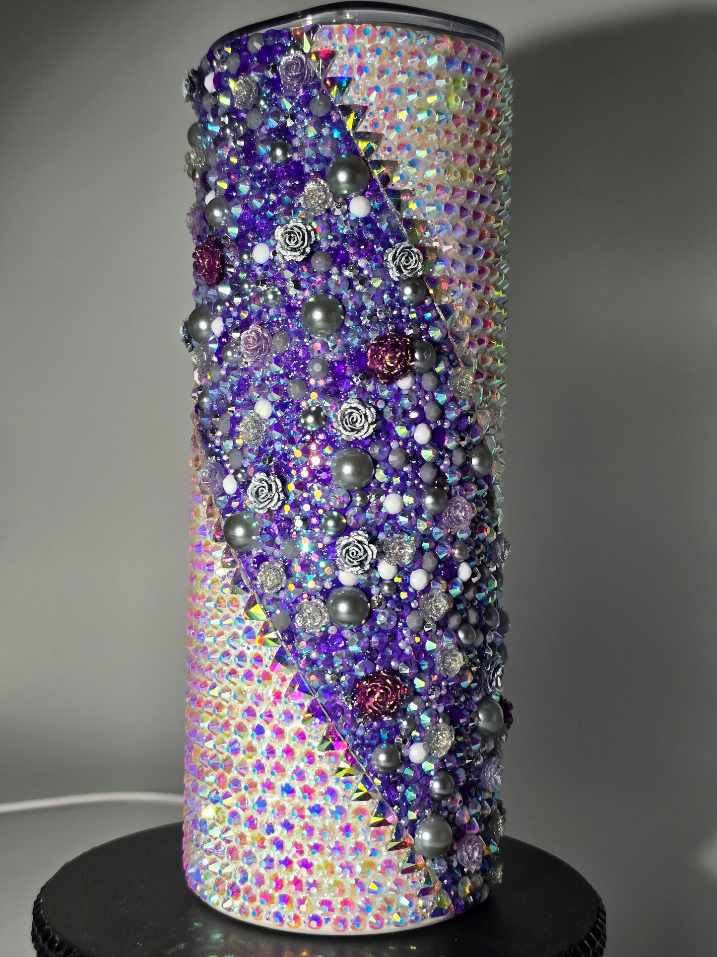 Celina Miller Art - Bling Purple and Aurora Flower Tumbler