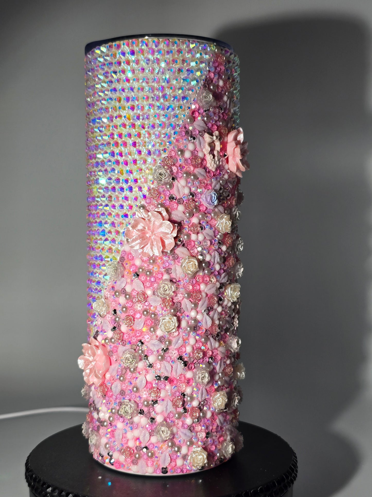 Celina Miller Art - Bling Pink Flower Aurora Tumbler
