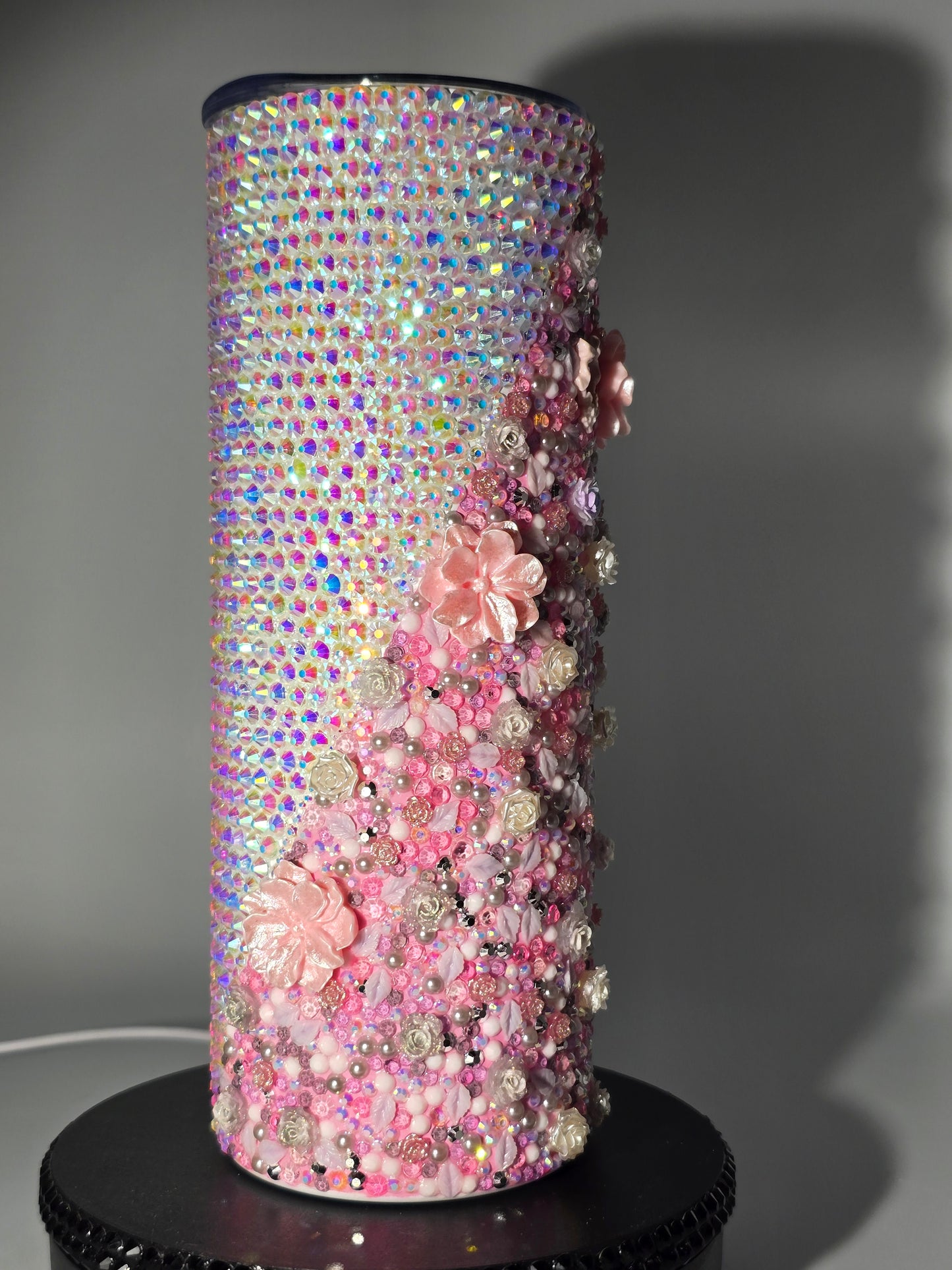 Celina Miller Art - Bling Pink Flower Aurora Tumbler
