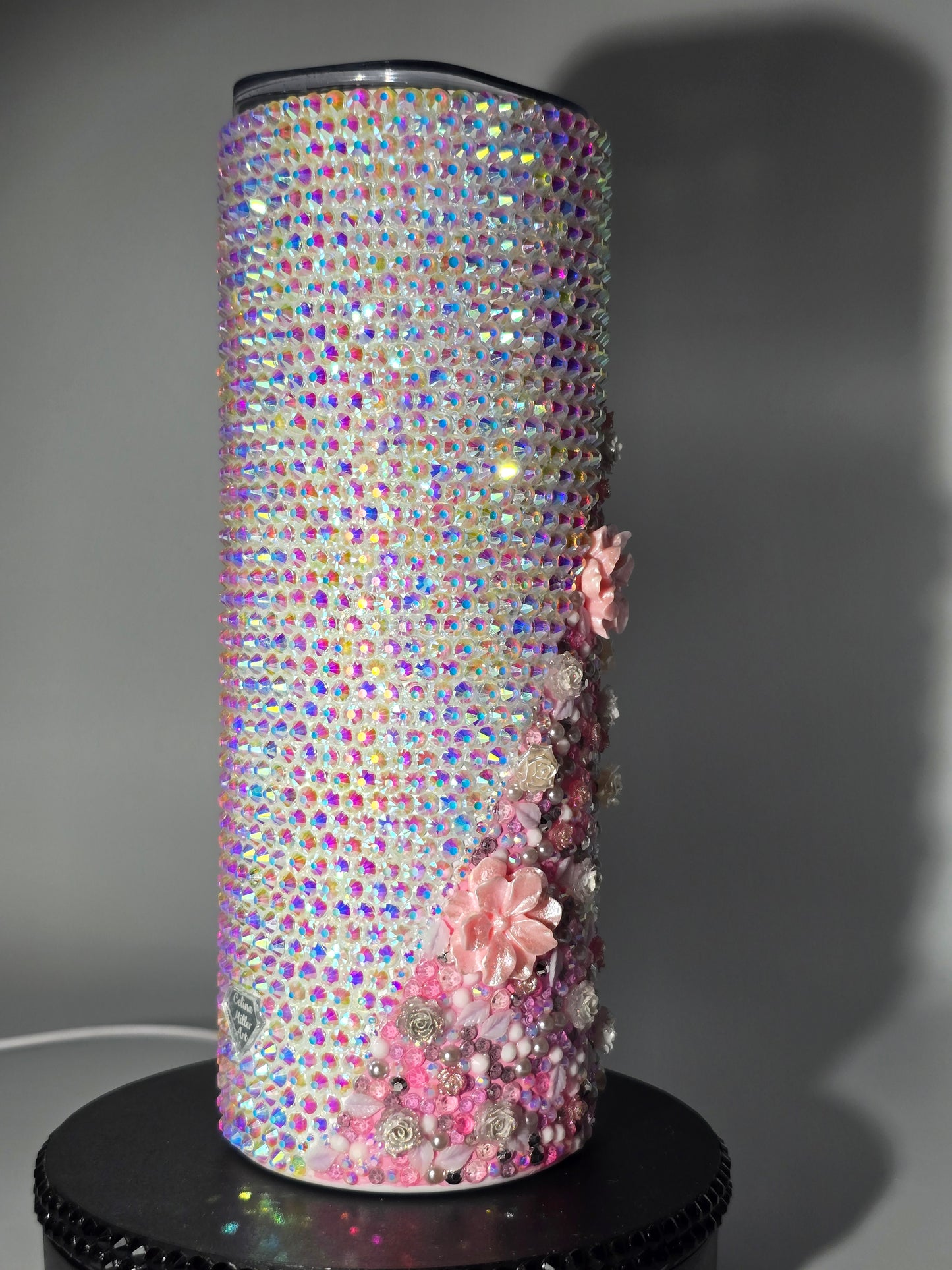 Celina Miller Art - Bling Pink Flower Aurora Tumbler
