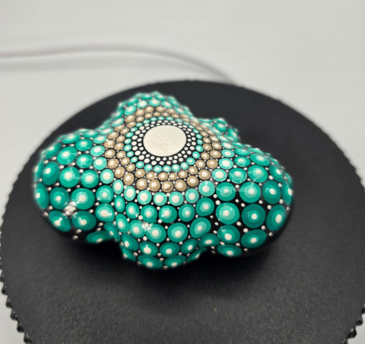 Celina Miller Art - Teal and White Mandala Cloud Stone