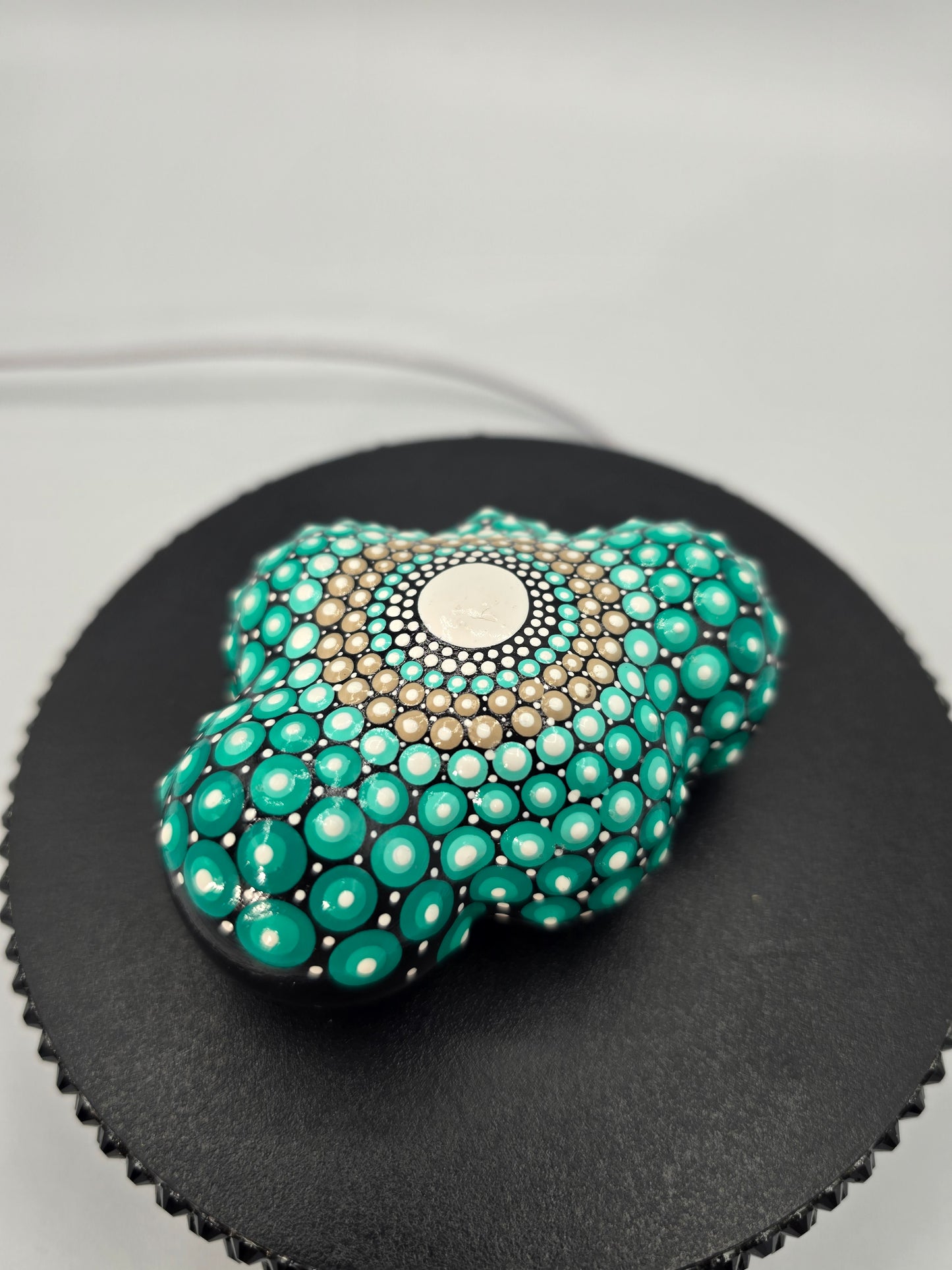 Celina Miller Art - Teal and White Mandala Cloud Stone