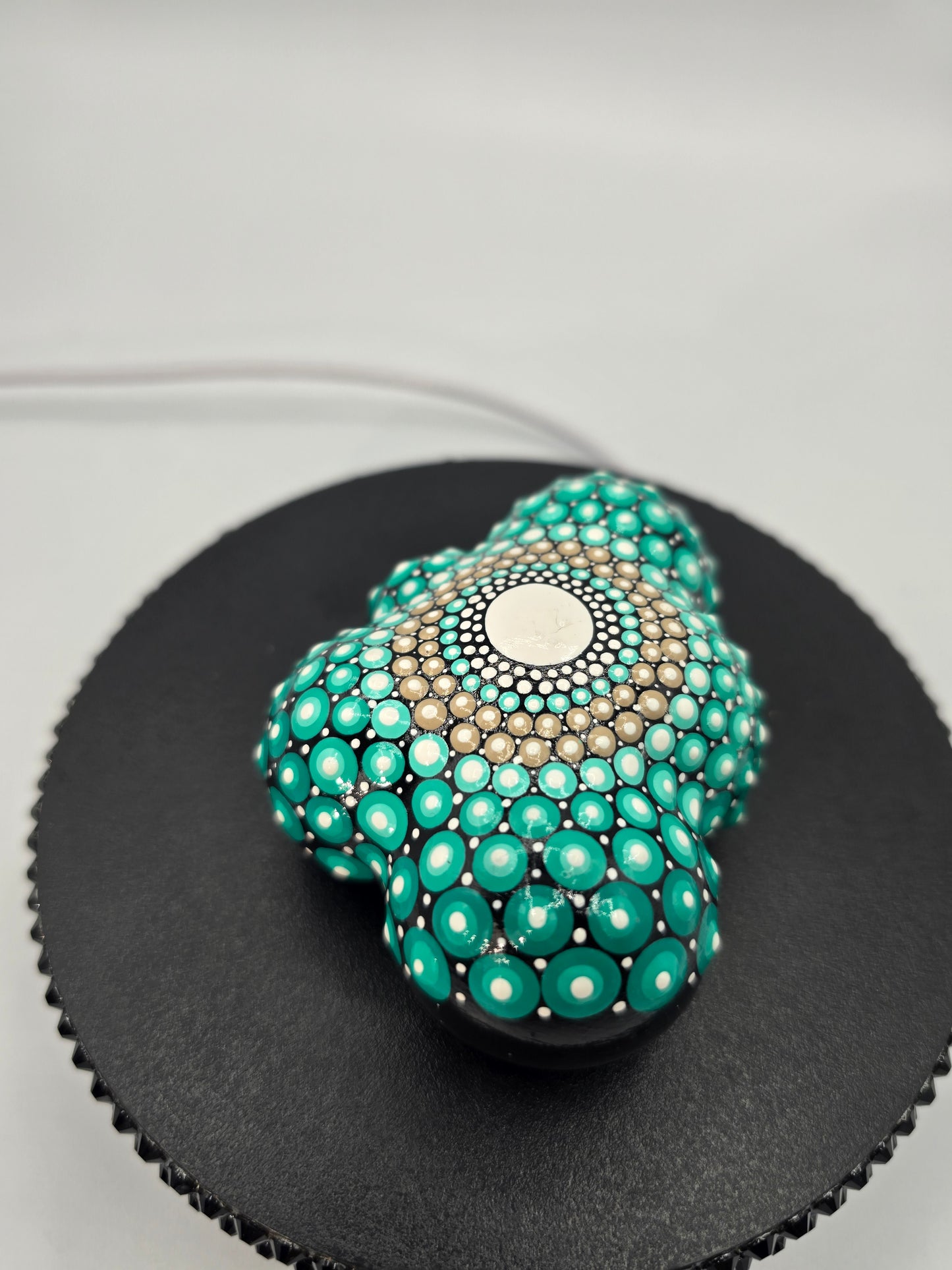 Celina Miller Art - Teal and White Mandala Cloud Stone