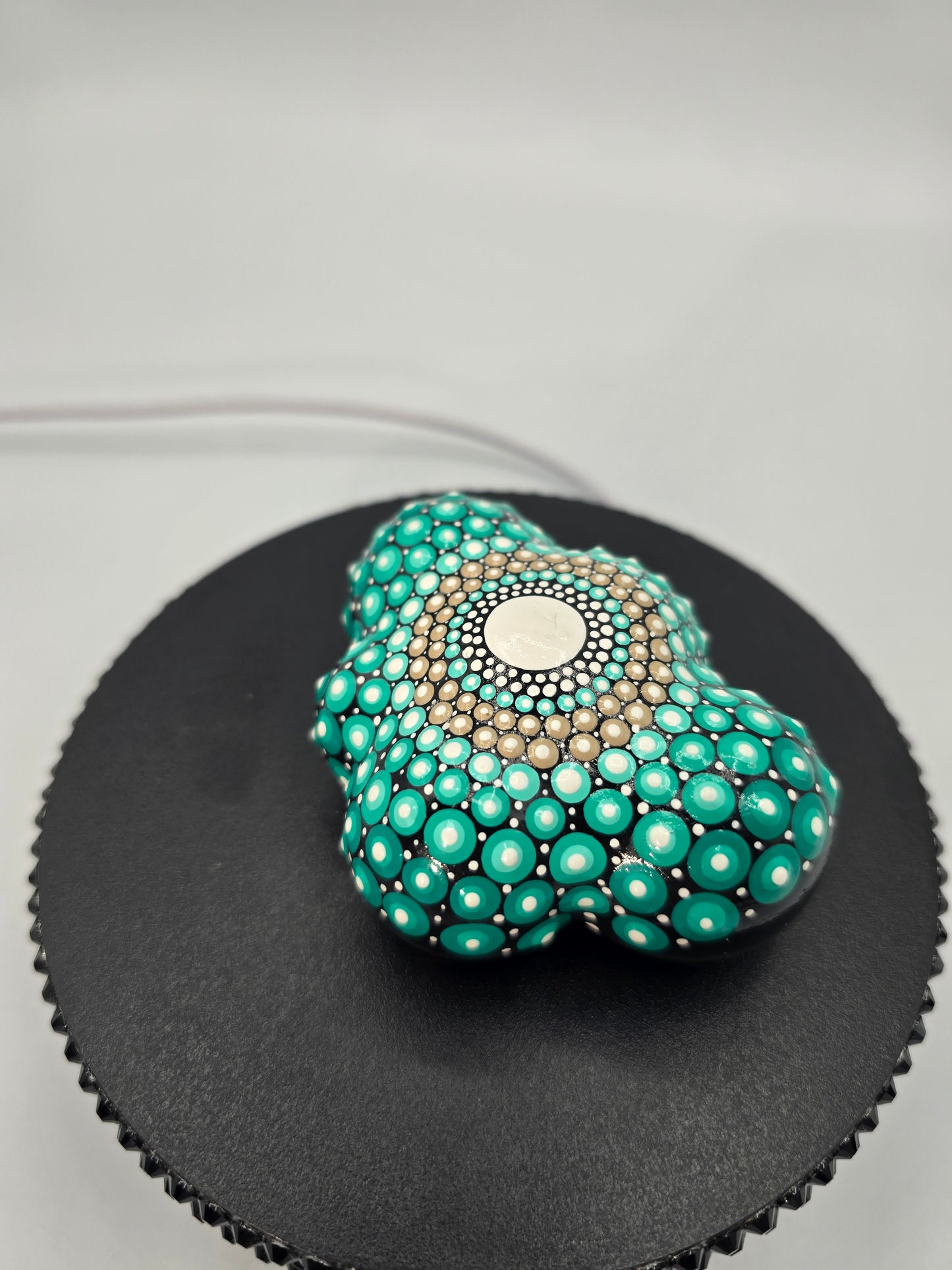 Celina Miller Art - Teal and White Mandala Cloud Stone