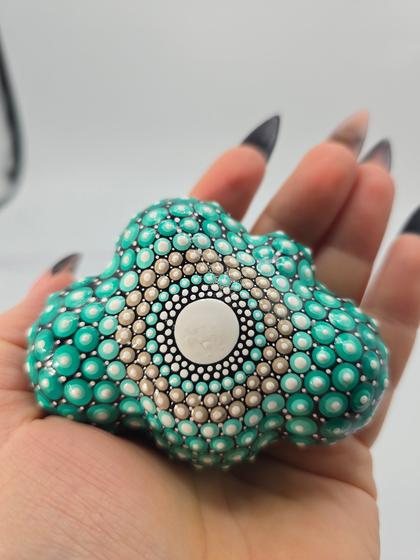 Celina Miller Art - Teal and White Mandala Cloud Stone