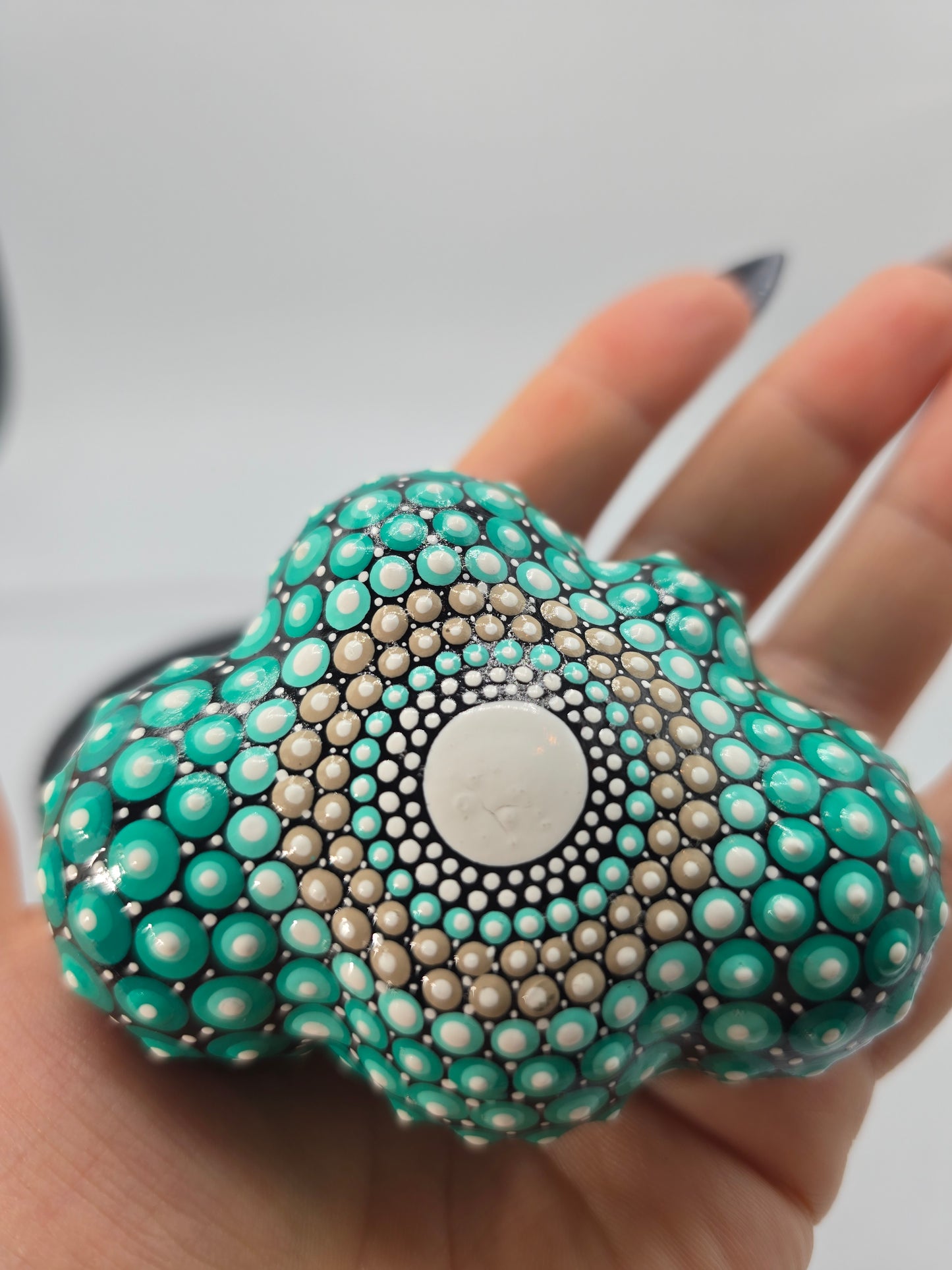 Celina Miller Art - Teal and White Mandala Cloud Stone