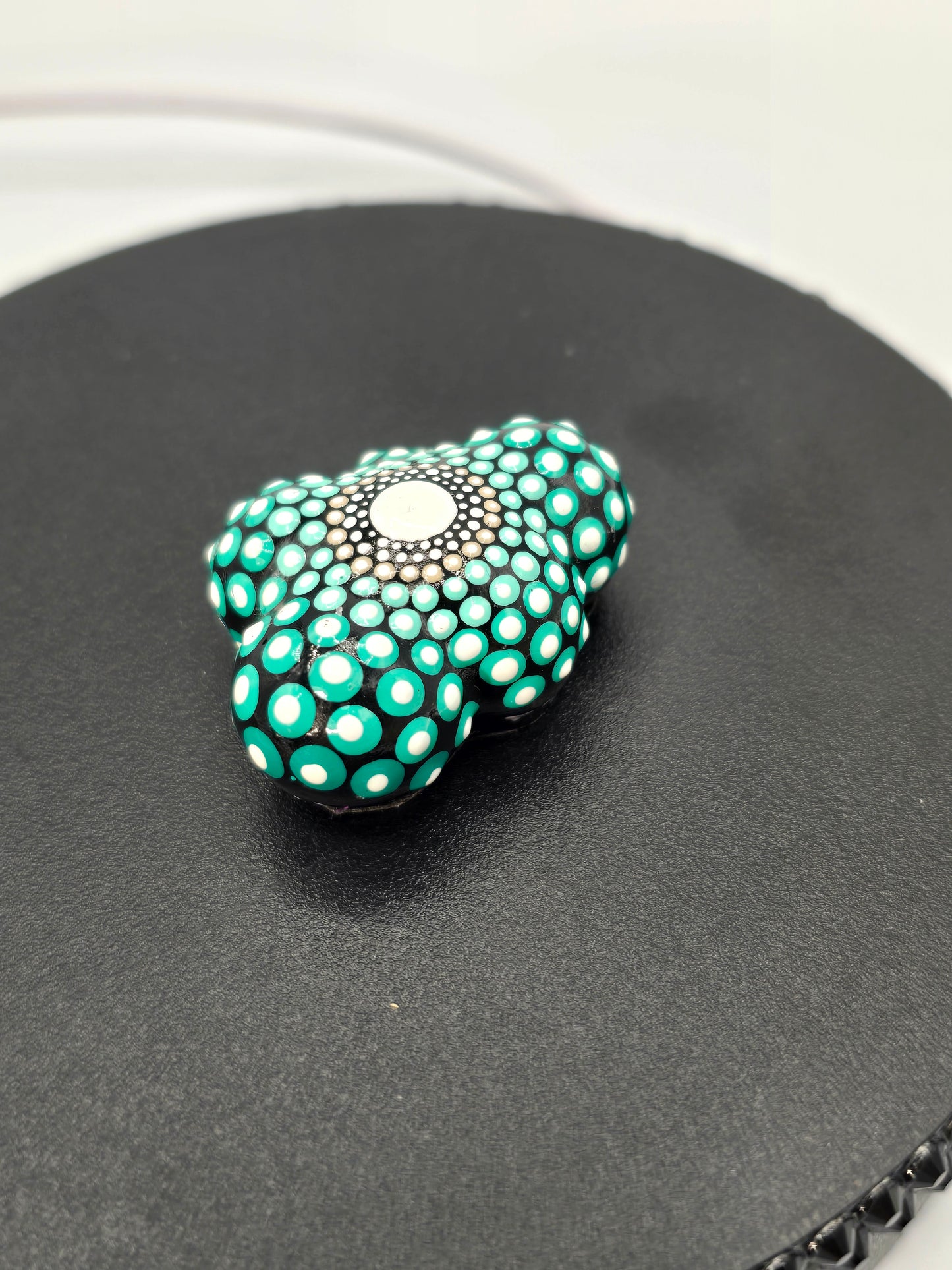 Celina Miller Art - Teal and White Mandala Small Cloud Stone