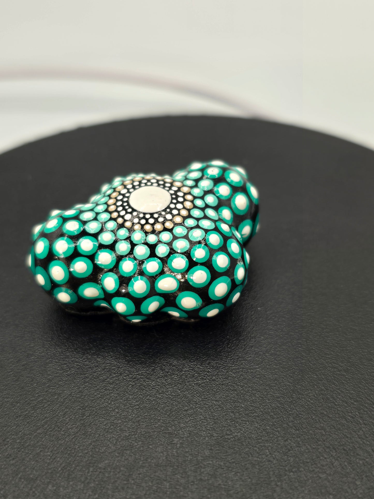 Celina Miller Art - Teal and White Mandala Small Cloud Stone