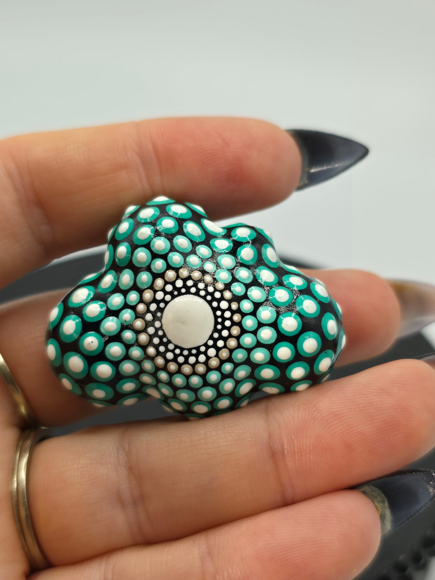 Celina Miller Art - Teal and White Mandala Small Cloud Stone