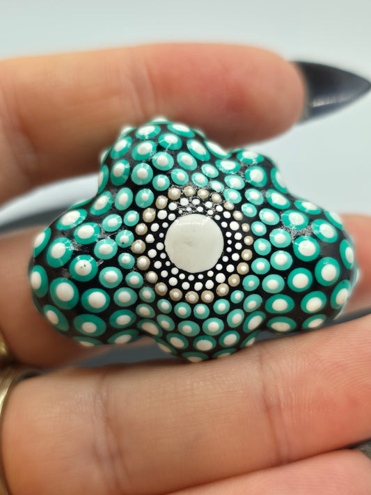 Celina Miller Art - Teal and White Mandala Small Cloud Stone