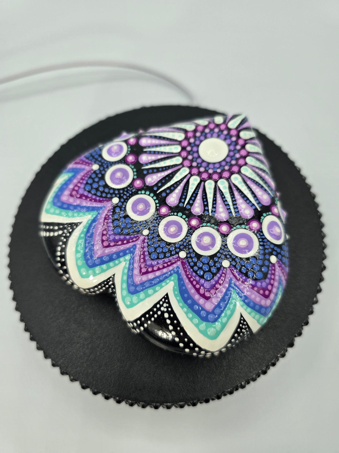 Celina Miller Art - Purple and Teal Mandala Heart Stone