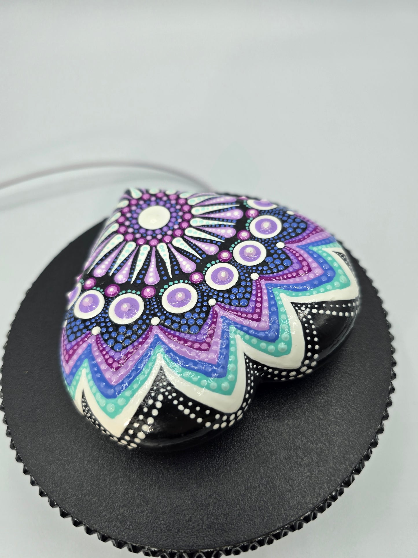 Celina Miller Art - Purple and Teal Mandala Heart Stone