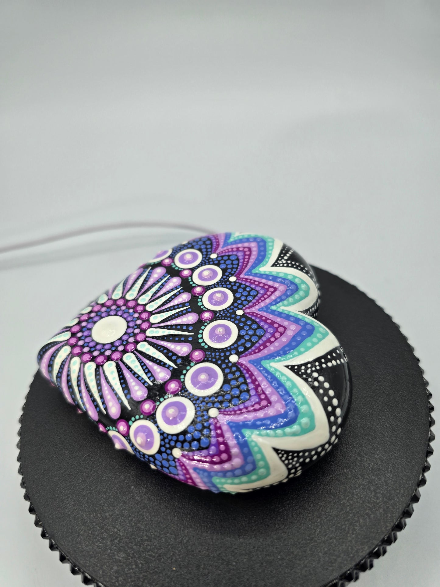 Celina Miller Art - Purple and Teal Mandala Heart Stone
