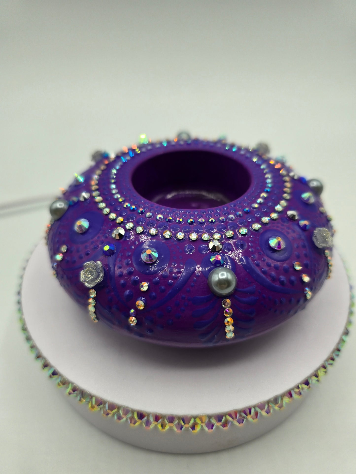 Celina Miller Art - Bling Purple on Purple XL Tealight Holder
