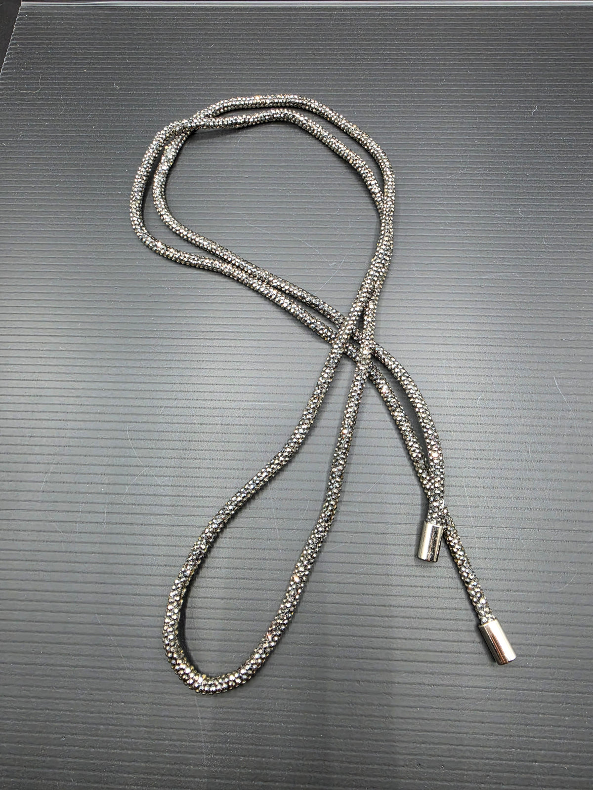 Gun Metal Grey Rhinestone Hoodie String