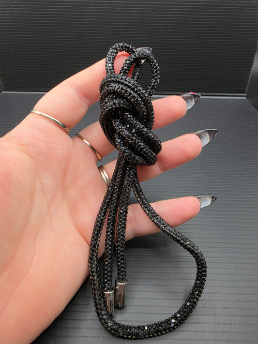 Black Rhinestone Hoodie String