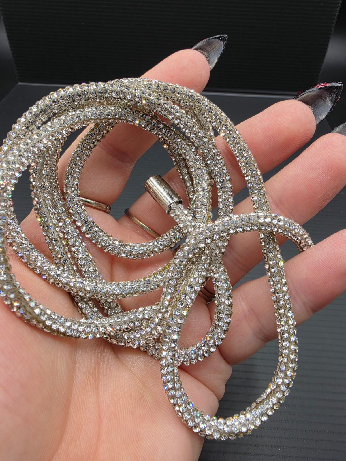 Silver Rhinestone Hoodie String