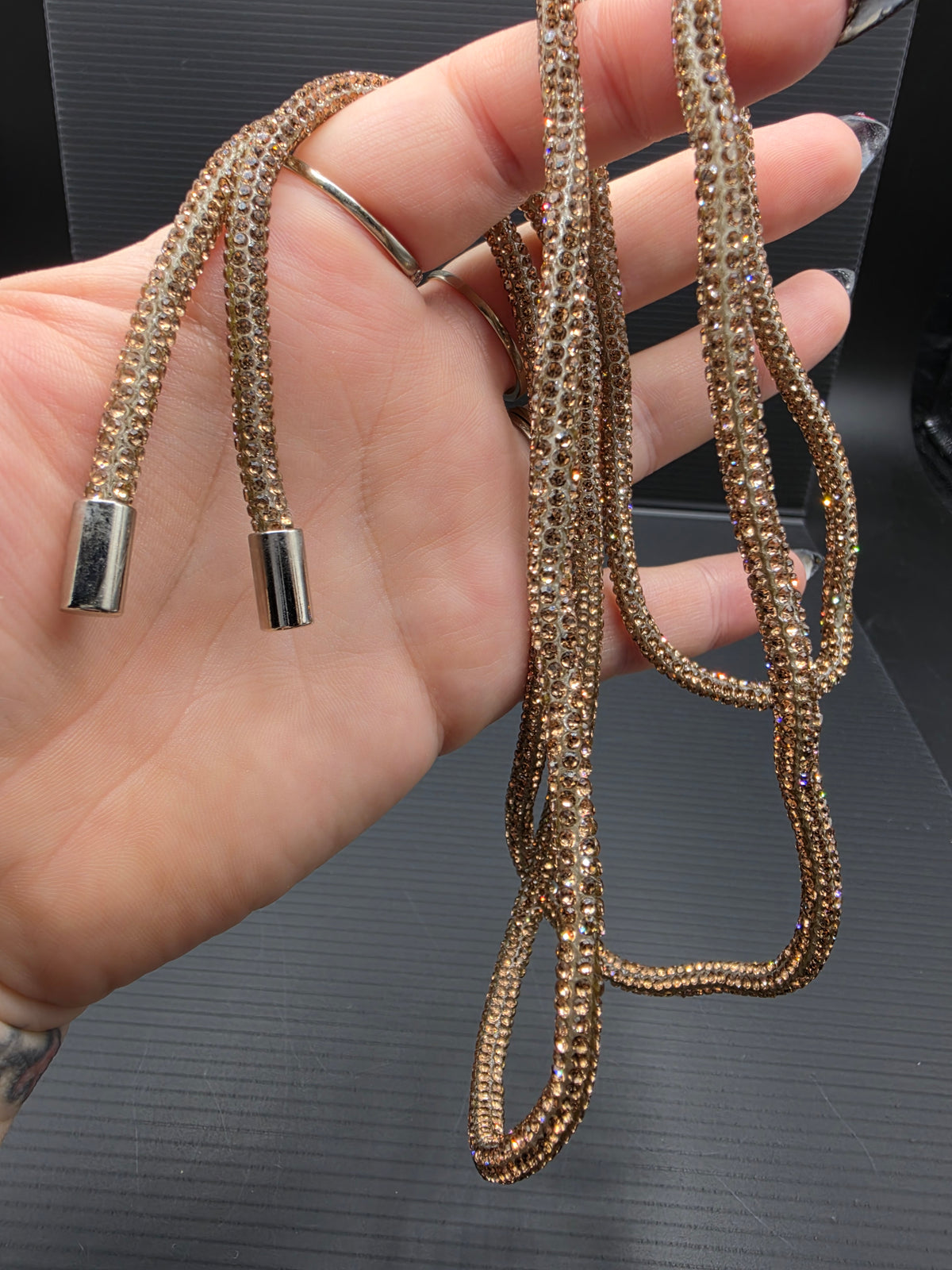 Gold Rhinestone Hoodie String
