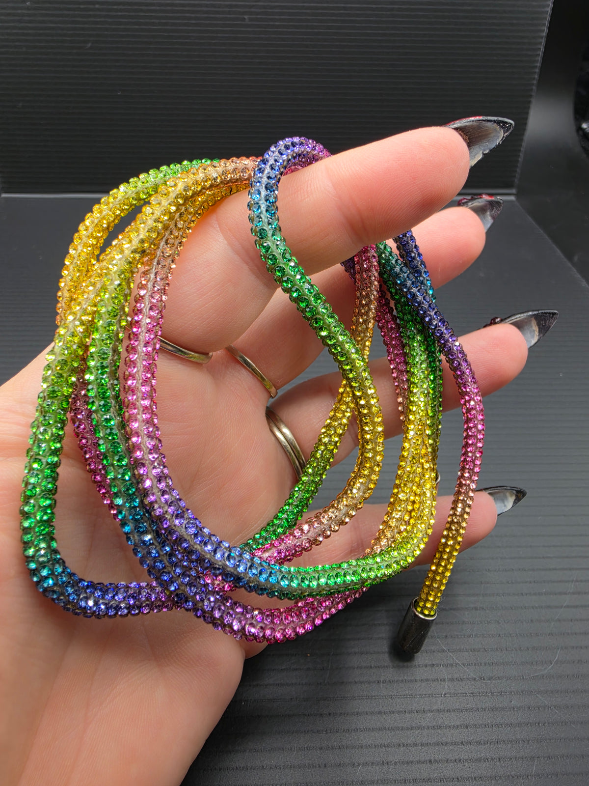 Rainbow Rhinestone Hoodie String