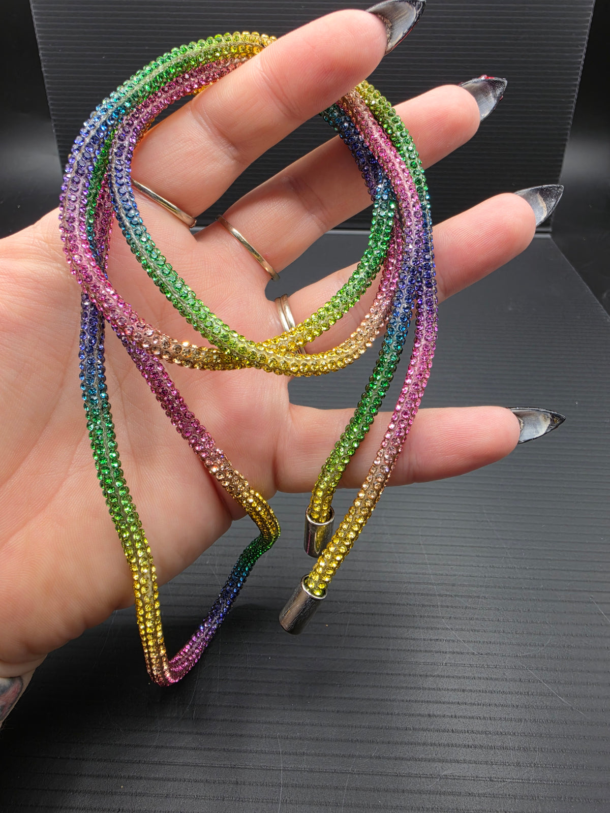 Rainbow Rhinestone Hoodie String