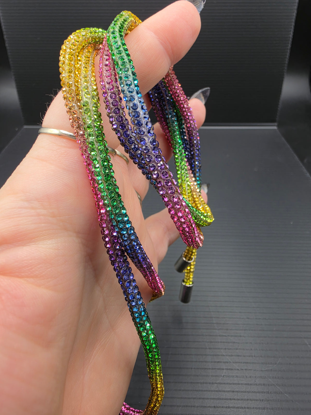 Rainbow Rhinestone Hoodie String