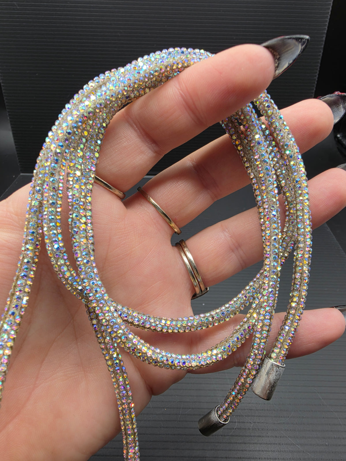 Aurora Borealis Rhinestone Hoodie String