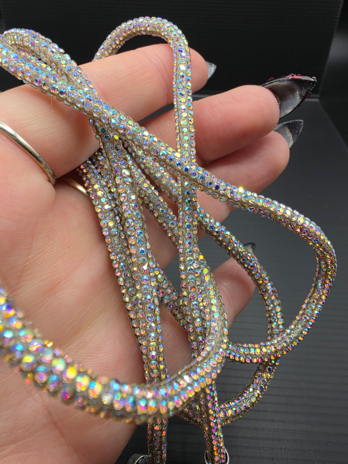 Aurora Borealis Rhinestone Hoodie String