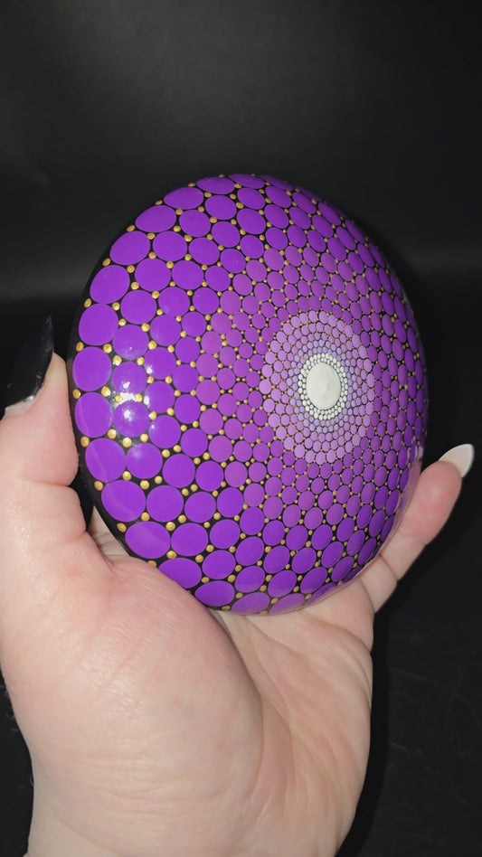 Celina Miller Art - Purple and Gold XL Mandala Stone