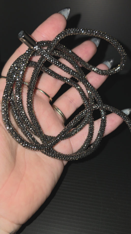 Gun Metal Grey Rhinestone Hoodie String