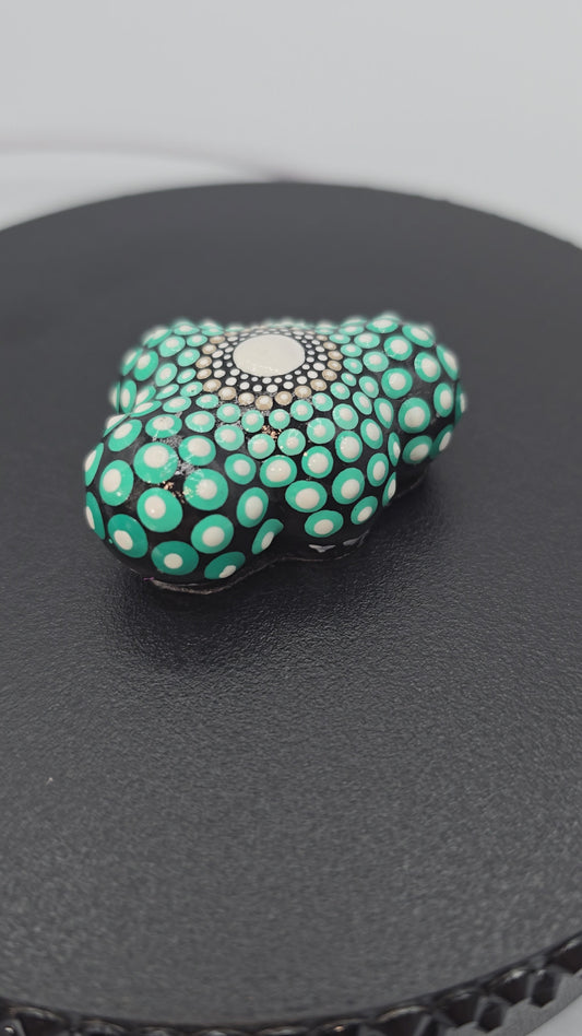 Celina Miller Art - Teal and White Mandala Small Cloud Stone