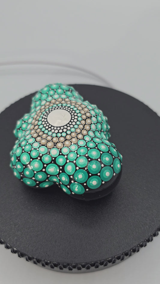Celina Miller Art - Teal and White Mandala Cloud Stone