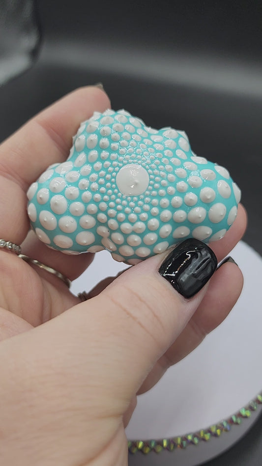 Celina Miller Art - Teal and White Mandala Cloud Palm stone