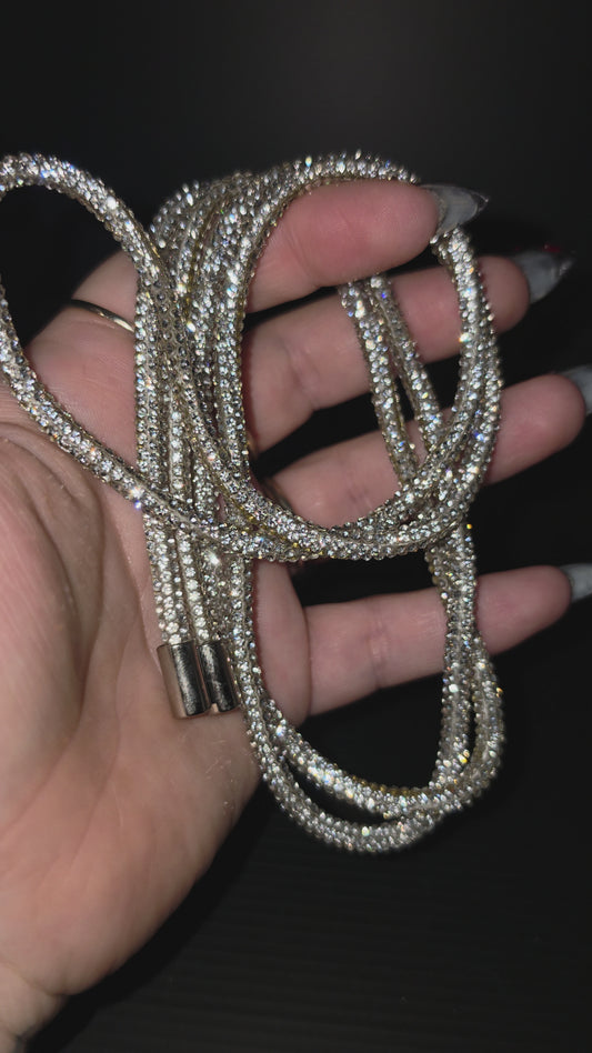 Silver Rhinestone Hoodie String